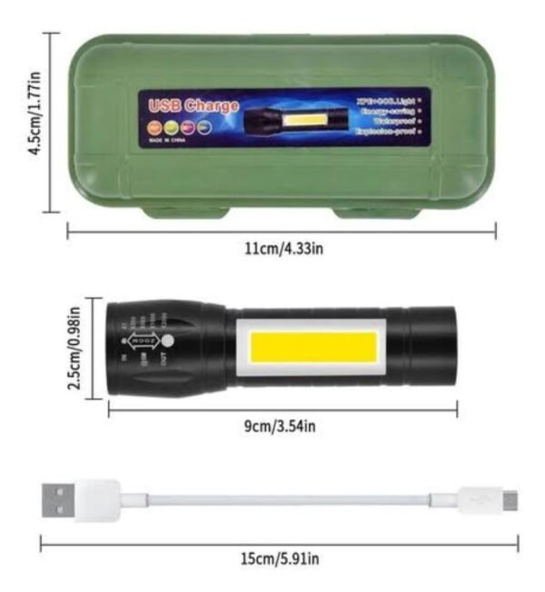 LAMPARA TACTICA RECARGABLE CON ZOOM - Imagen 2